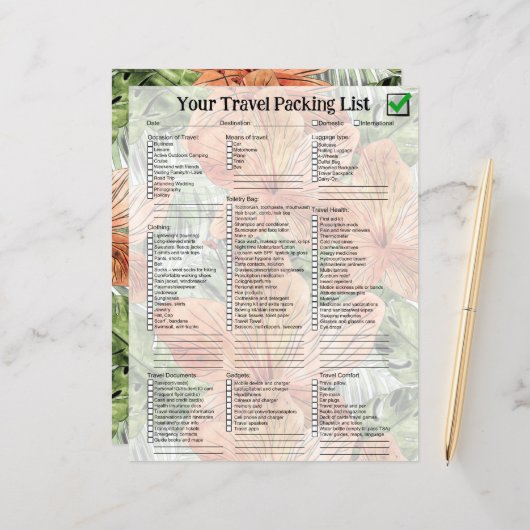 タンジェリンはっきりしたトロピカルフローラ水彩画 (正面/裏面インサイチュ)