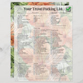 タンジェリンはっきりしたトロピカルフローラ水彩画 (正面/裏面)