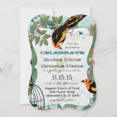 タンジェリンイエロー&ブラックアールデコインスパイアバリズ 招待状 (正面)