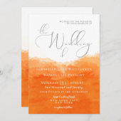 タンジェリンウォーターカラー結婚式招待状 招待状 (正面/裏面)