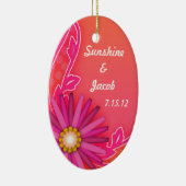 タンジェリンオレンジとピンク結婚の夏 セラミックオーナメント (右)