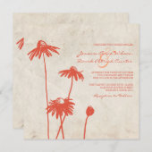 タンジェリンオレンジシックフラワー結婚式招待状 招待状 (正面/裏面)