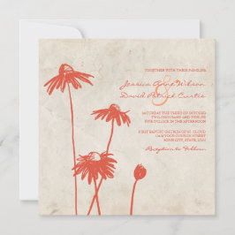 タンジェリンオレンジシックフラワー結婚式招待状 招待状