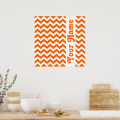 タンジェリンサファリシェブロンカスタム文字 ポスター (キッチン)