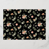 タンジェリンシトラスおよび金ゴールドフローラブライダルシャワー 箔招待状 (裏面)