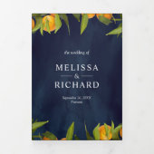 タンジェリンシトラスオレンジオーチャードネイビーブルー結婚ズ 三つ折り招待状 (カバー)