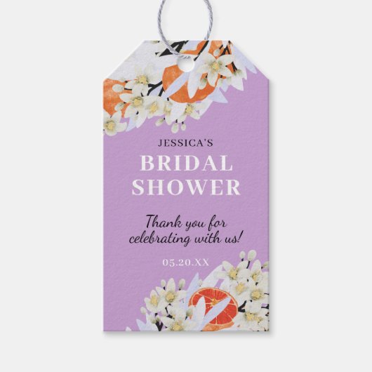 タンジェリンシトラスブルーミングブランチリースフローラ ギフトタグ (正面)