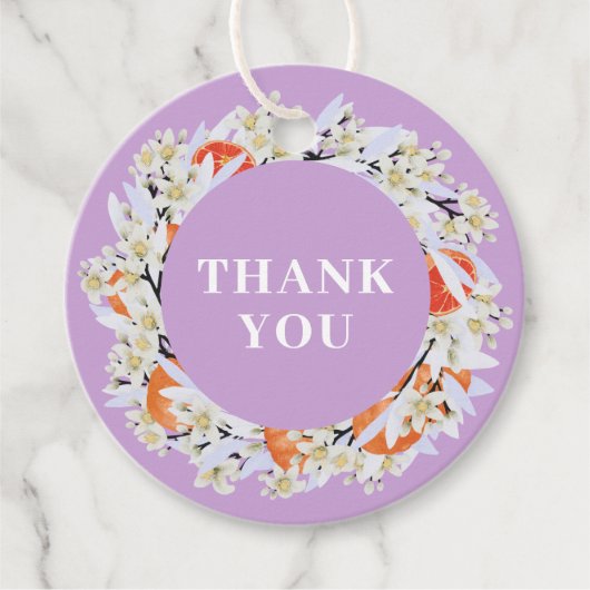 タンジェリンシトラスブルーミングブランチリースフローラ フェイバータグ (正面)