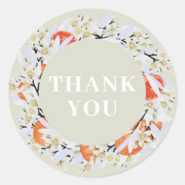 タンジェリンシトラスブルーミングブランチリースフローラ ラウンドシール