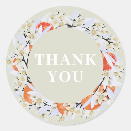 タンジェリンシトラスブルーミングブランチリースフローラ ラウンドシール (正面)