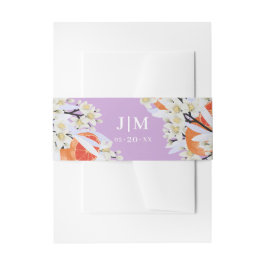 タンジェリンシトラスブルーミングブランチリースフローラ 招待状ベリーバンド