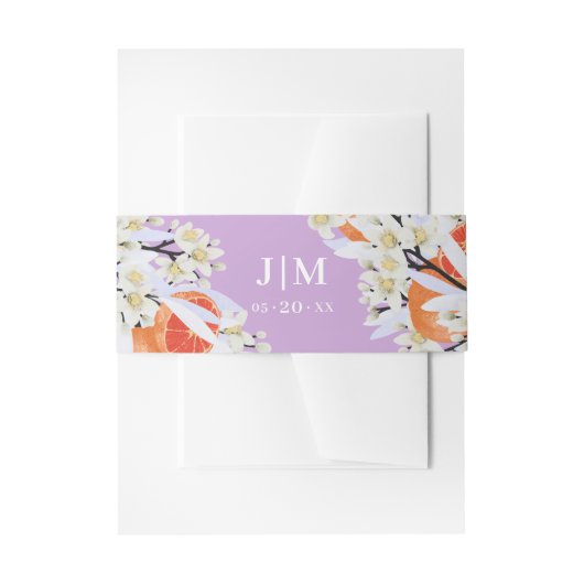 タンジェリンシトラスブルーミングブランチリースフローラ 招待状ベリーバンド (正面例)