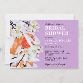 タンジェリンシトラスブルーミングブランチリースフローラ 招待状