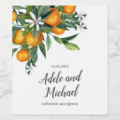 タンジェリンシトラスブロッサム結婚フルーツ ワインラベル (シングルラベル)