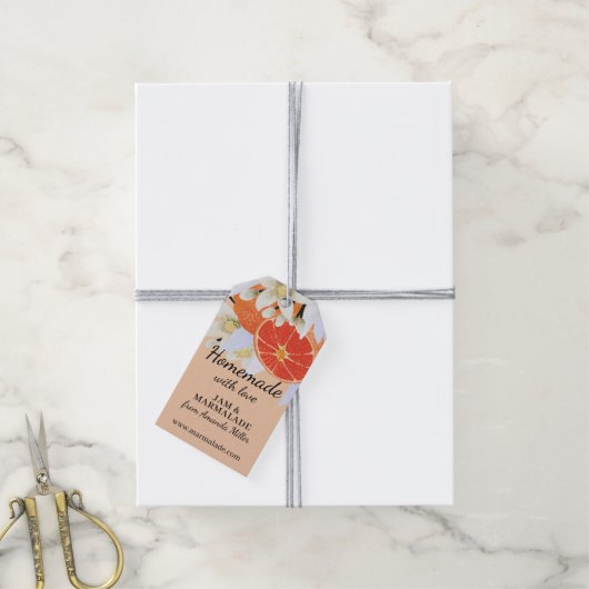 タンジェリンシトラスホームメイドビジネスボタニカル ギフトタグ (より糸付き)