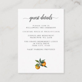 タンジェリンシトラス結婚ズ詳細アコモデーション エンクロージャーカード