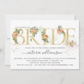 タンジェリンシトラス&金ゴールドフローラブライダルシャワー 招待状 (正面)