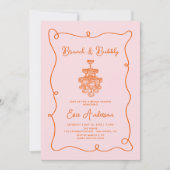 タンジェリンスクイグルブルンチアンドバブリーブライダルシャワー 招待状 (正面)