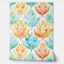 タンジェリンターコイズ抽象芸術花 壁紙