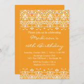 タンジェリンダマスクSweet sixteen誕生日招待状 招待状 (正面/裏面)