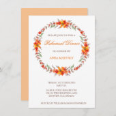 タンジェリンフローラリース結婚のリハーサルディナー 招待状 (正面/裏面)