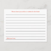 タンジェリンブライダルシャワーアドバイスカード アドバイスカード (裏面)