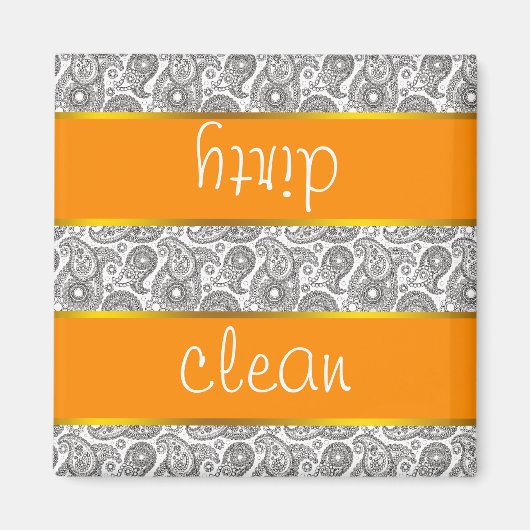 タンジェリンブラックペイズリー マグネット (正面)