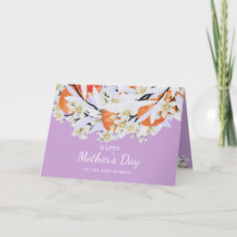 タンジェリンブランチ花リース柑橘類薄紫 カード