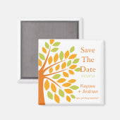 タンジェリンモダンツリー日付を保存 マグネット (正面/裏面)