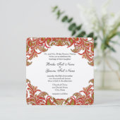 タンジェリンライムヴィンテージピーコックダマスウェディング 招待状 (スタンド正面)