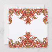 タンジェリンライムヴィンテージピーコックダマスウェディング 招待状 (裏面)