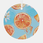 タンジェリン水彩青い高級織物 ガラスオーナメント (裏面)