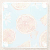 タンジェリン水彩青い高級織物 ガラスコースター (裏面)