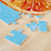 タンジェリン水彩青い高級織物 ジグソーパズル (側面)