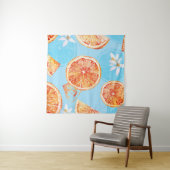 タンジェリン水彩青い高級織物 タペストリー (インサイチュ)