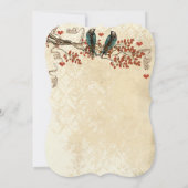 タンジェリン紅葉ヴィンテージ鳥の結婚式の招待 招待状 (裏面)