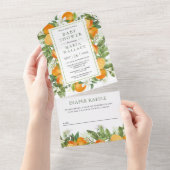 タンジェリン素朴柑橘類オレンジベビーシャワー オールインワン招待状 (貼ってはがせる)