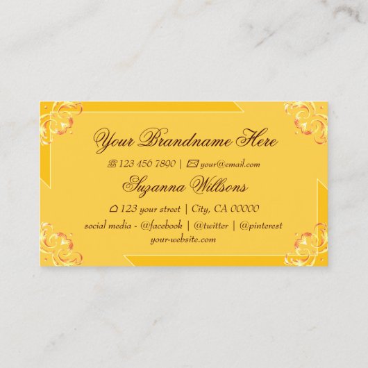 タンジェリン華美オレンジの目を引くインスピレーション 名刺 (裏面)