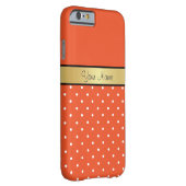 タンジェリン鮮やかタンゴオレンジ&ホワイトドット，金ゴールド Case-Mate iPhoneケース (裏面/右)