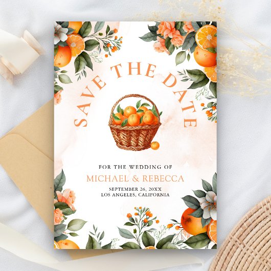 タンジェリン オレンジ シトラス QR コード フォト ウェディング セーブザデート