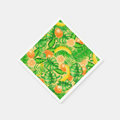 タンジェリン、バナナ、トロピカル葉 スタンダードカクテルナプキン (角)