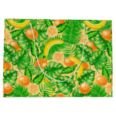 タンジェリン、バナナ、トロピカル葉 ラージペーパーバッグ (裏面)