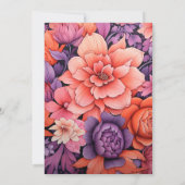 タンジェリン、ホットピンク、ロイヤルパープルのフラワーのウェディング 招待状 (裏面)