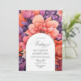 タンジェリン+ホットピンク+ロイヤルパープルのフラワーブライダル 招待状