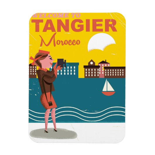 タンジェ モロッコ ビンテージ旅行ポスター マグネット (縦)