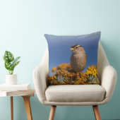 タンジーに座る白い冠をかぶったスズメの鳴鳥 クッション (椅子)
