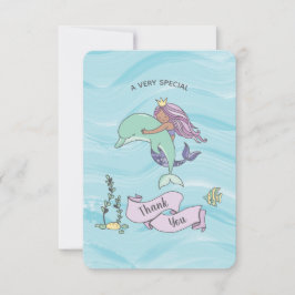 タンスキンパープルマーメイドとイルカ サンキューカード