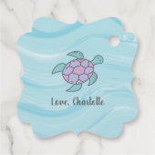 タンスキンパープルマーメイドとウミガメ誕生日 フェイバータグ (裏面)