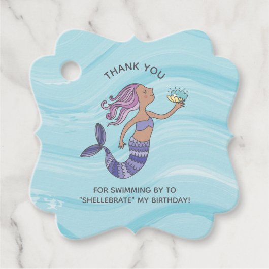 タンスキンパープルマーメイドとウミガメ誕生日 フェイバータグ (正面)