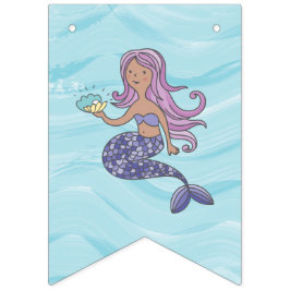 タンスキンパープルマーメイドザシー誕生日 バンティングフラッグ